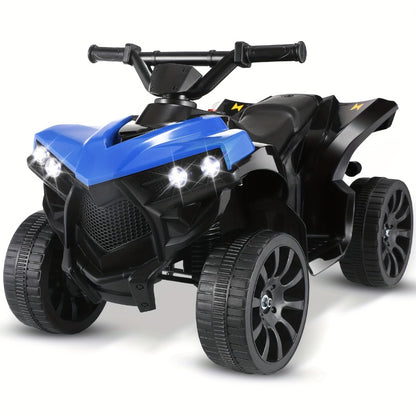 Kids Electric Ride-On ATV 4-Wheeler Quad with LED Headlights Foot Pedal Accelerator Anti-Slip Tires 55 lbs Capacity Outdoor Birthday Gift for Boys Girls Ages 3+ Black Red Blue Pink