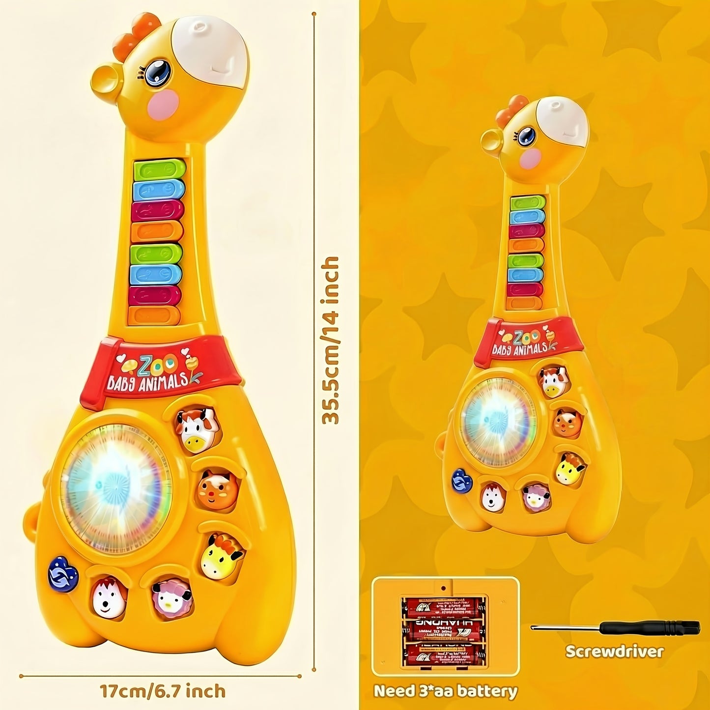 Toddlers Giraffe Guitar Musical Toys for 1+ Year Old Boy/Girl, 1st First Learning Educational Gift for Toddlers, Multiple Modes with Piano Keys, Animal Sounds, Musical, Baby Toys 12 Months, Birthday Gifts for One Year Old Boys/Girl, Infant Touch