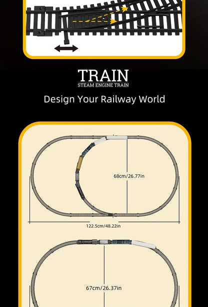 Battery Operated Steam Engine Train Toy Set with Tracks – Electric Locomotive Model for Kids Boys Girls Ages 3+, Classic Black Train, Birthday Christmas Halloween Gift