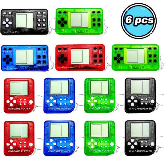 MEZHOBBY Video Game Party Favors, Video Game Keychain, Birthday Gaming Party Gifts, Mini Game Console for Kids Classroom Prizes, Goodies Bags Stuffer, Backpack (6/12/25pcs)