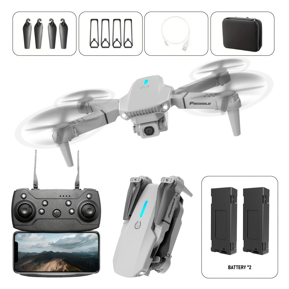 E88 Dual Camera Drone with 360° Stunt Flip & Surround Flight – Optical Flow Positioning, Intelligent Height Hold, Foldable Portable Body, 500mAh Battery, Indoor Outdoor RC Quadcopter for Adventure
