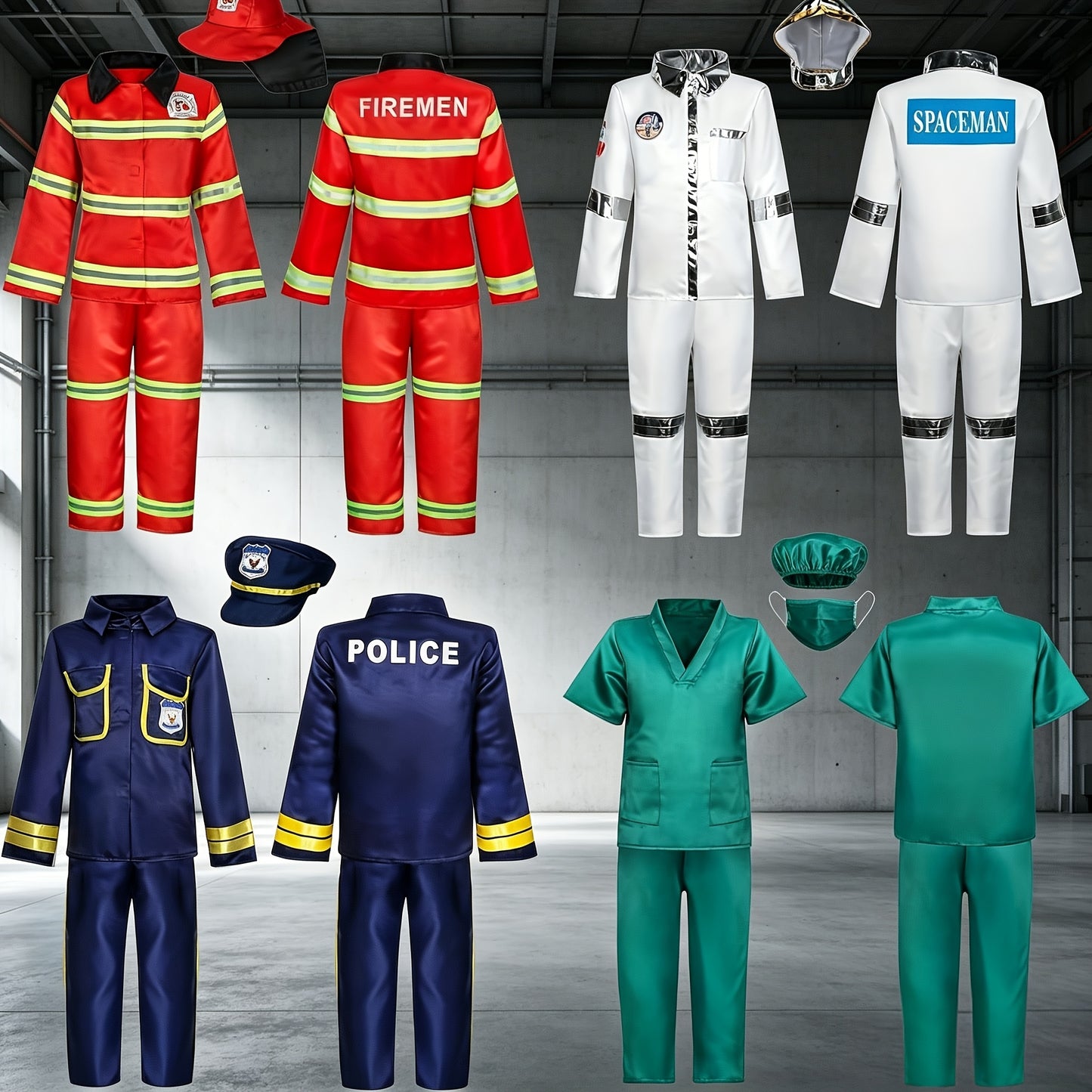 Kids Firefighter, Police, Astronaut, Doctor Cosplay Role Play Toys Costumes Dress Up Clothes Boys Dress Up Costumes For Play Kids Day Christmas Birthday Gift For Boys Girls Age 3-6 Years