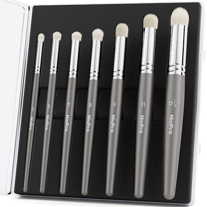Dry Brush Set for Miniature Painting 7 Sizes – Professional Drybrush Kit with Storage Case | Hobby Detail Paint Brushes for Models Warhammer DnD Figures | Black & Gray | Gift for Hobbyists