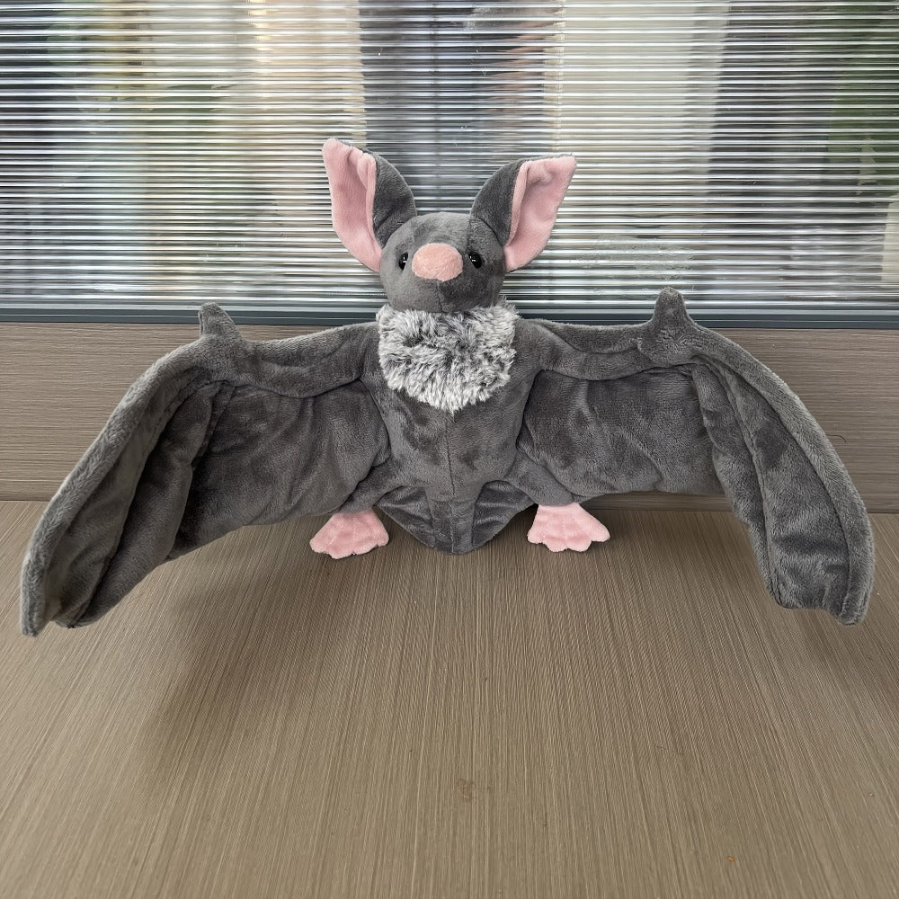 Giant Bat Plush Stuffed Animal 23" Wingspan — Soft Grey Spooky Bat Toy, Halloween Decor for Home Bedroom Car, Cute Creepy Gift for Kids Adults Animal Lovers