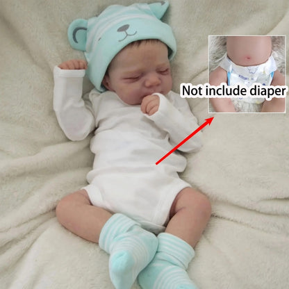 Sleeping Reborn Baby Doll 19 Inch Full Vinyl Body 3D-Painted Skin Visible Veins Implanted Eyelashes Bath-Safe – Lifelike Closed-Eye Newborn Girl with Outfit Pacifier Bottle, Gift for Kids Ages 3+