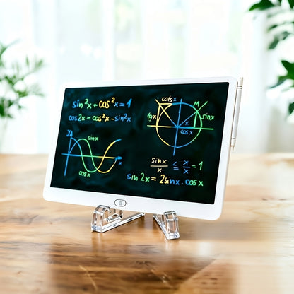 LCD Doodle Board 16 Inch with Stand – Flexible Screen Eye Protection, Portable Educational Drawing Toy for Kids & Adults, Home School Office Travel, White Pink Sky Blue