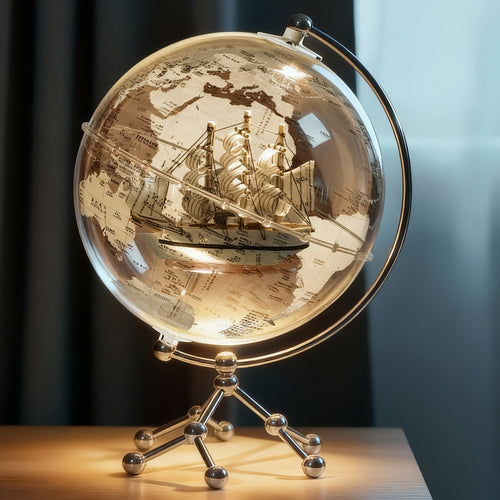 LED Lighted Globe for Kids & Adults 7.87 Inch Clear Acrylic Earth Globe Warm White Light Metal Stand Detailed World Map | Desktop Bookshelf Home Office Decor | Geography STEM Gift