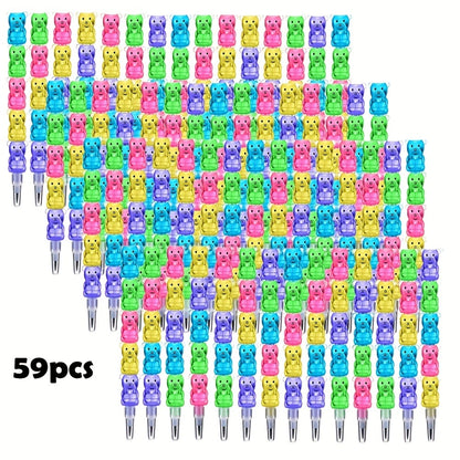 Bear Stackable Pencils 5-in-1 HB 59pcs No Sharpening Needed – Cute Cartoon Multicolor Snap Together Pencil Set Party Favor School Supply Gift for Kids Ages 4+ Birthday Easter Christmas
