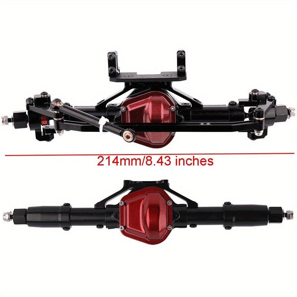 SCX10 Metal Axle Upgrade Kit CNC Aluminum Alloy Front & Rear Straight Axles for 1/10 RC Crawler – Compatible with Axial SCX10 90046 90047 Climbing Car, 45# Steel Drive Shaft, Ages 14+