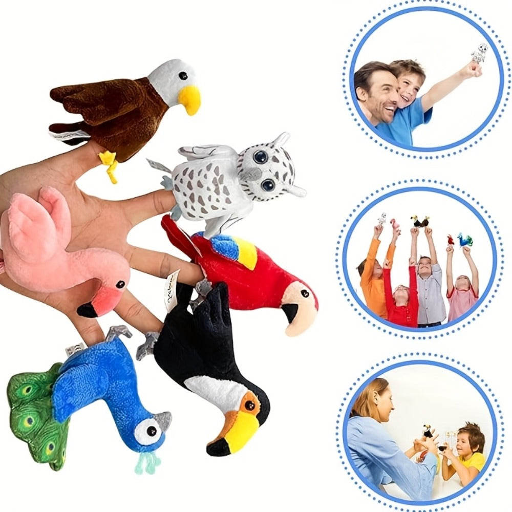 6pcs Bird Finger Puppets Set, Cute Animal Puppet For Role-Playing Mini Hand Puppets Suitable For Kids, Bird Animal Puppets For Storytelling, Realistic Finger Puppet For Toddlers