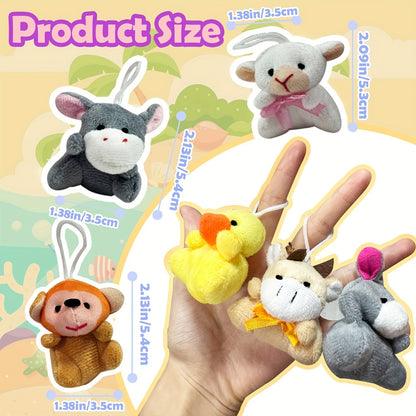 Bulk Mini Animal Plush Keychain Toy 24 Pack — Small Stuffed Animals Assorted Random Colors, Party Favors for Kids, Carnival Prizes, School Gifts, Goody Bag Fillers, Christmas Easter Halloween Valentine