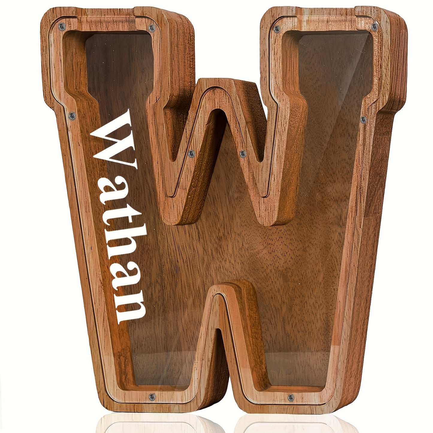 [Christmas New Year Birthday] Wooden Alphabet Money Bank - Large-Size With 26 Letters, Coin Savings Jar For Christmas, New Year And Birthday Gifts