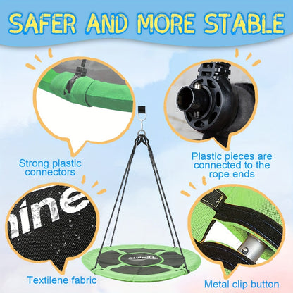 Saucer Swing for Kids 43 Inch – 360° Rotating Spinner Swing with Swivel, Adjustable Ropes & Hanging Straps, Durable Round Nest Swing for Outdoor Tree or Swing Set, Backyard Playground Gift