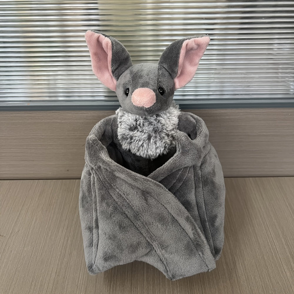 Giant Bat Plush Stuffed Animal 23" Wingspan — Soft Grey Spooky Bat Toy, Halloween Decor for Home Bedroom Car, Cute Creepy Gift for Kids Adults Animal Lovers