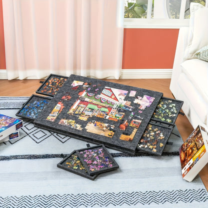 Portable Puzzle Table, Lightweight Felt Jigsaw Board Featuring 6 Storage Drawers, Adjustable Tilt Function, 2-In-1 Stand with a Protective Cover, Non-Slip Surface And Carry Handle, Perfect Gift for Puzzle Lovers