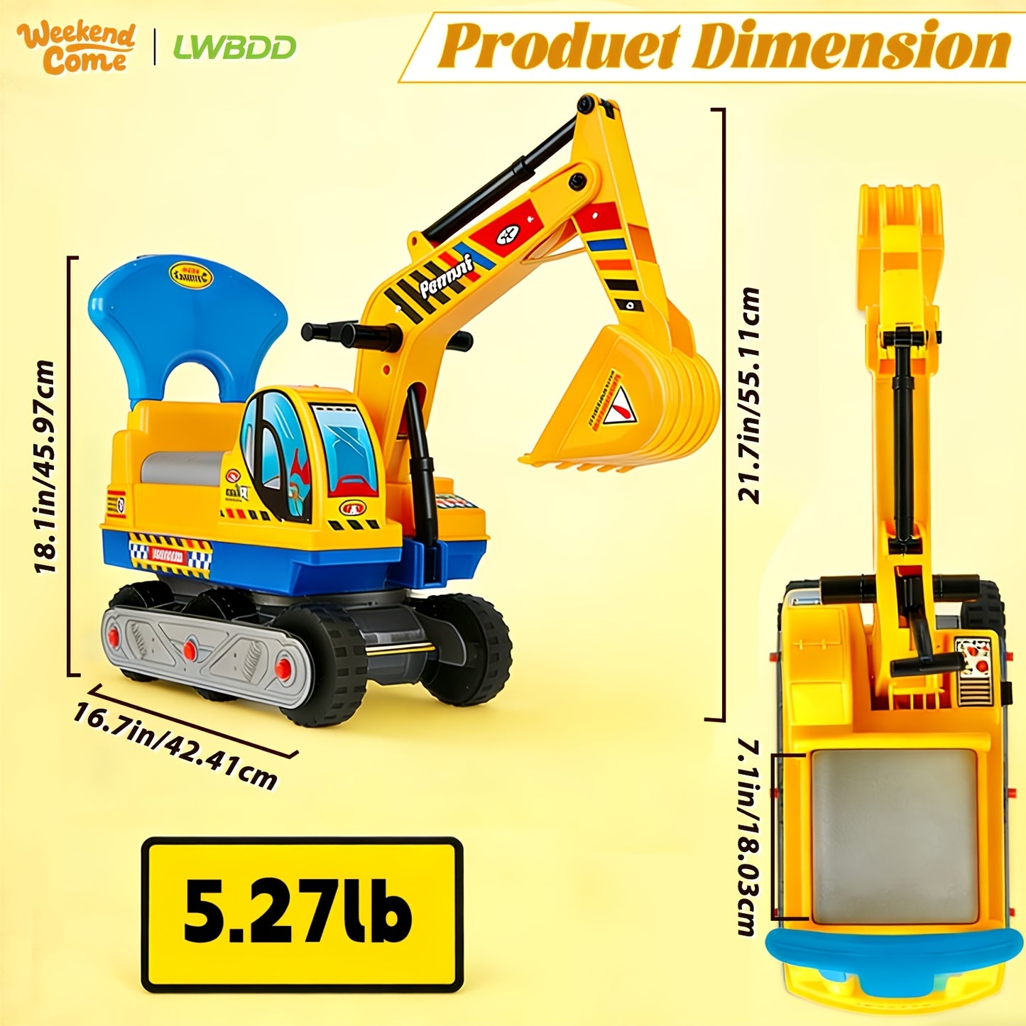 [Perfect Gift] Ride-On Excavator And Bulldozer Toys For Kids, Manual Excavator Scooters, And Ride-On Construction Vehicle Toys. Outdoor Toys Suitable For Boys And Girls Ages 3 And Up. The Perfect Gift For Children's Day Or Birthdays
