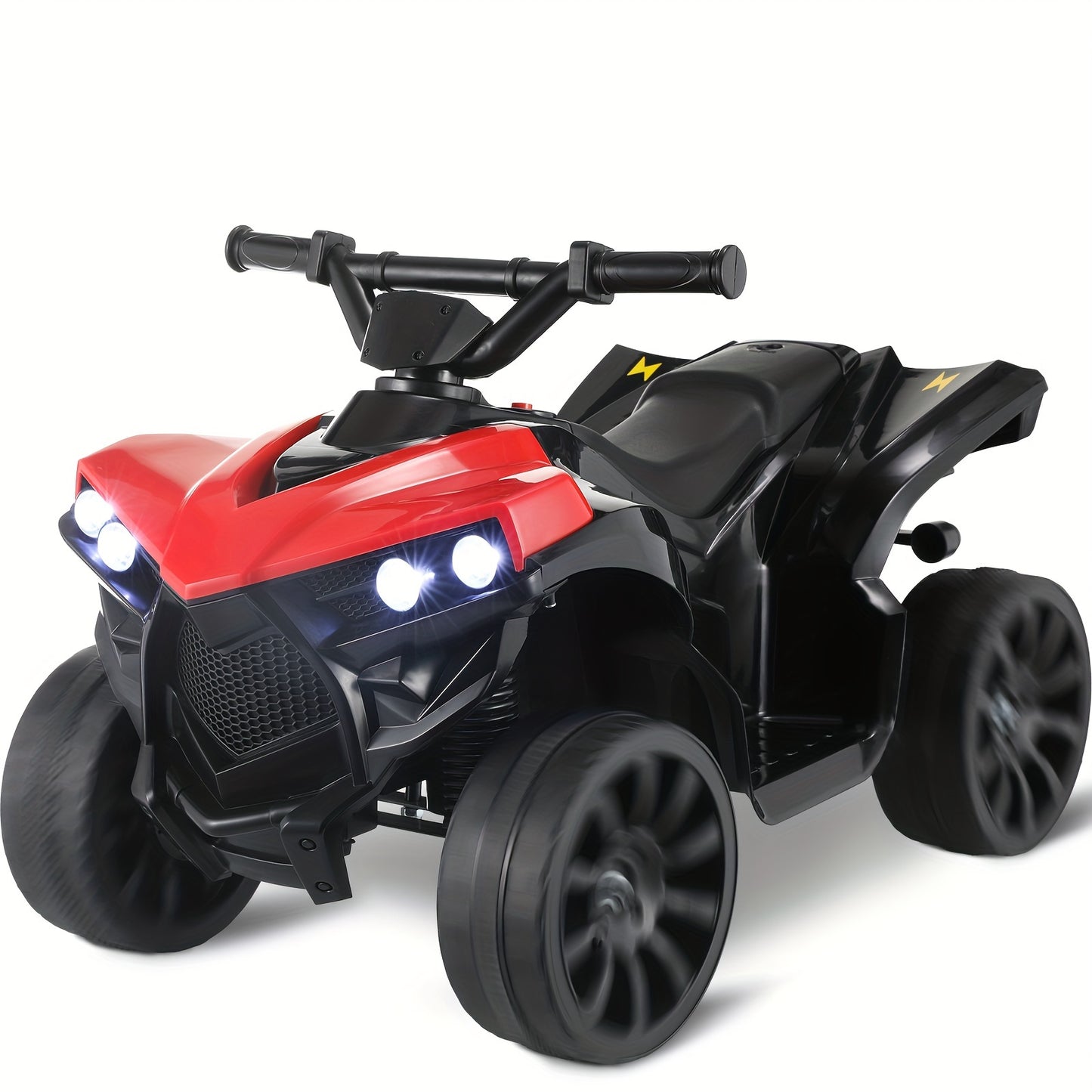 Kids Electric Quad ATV with Headlights & Pedal Accelerator - Sturdy PP Construction, All-Terrain Anti-Slip Tires, 55 lbs Weight Capacity, - Ride-On for Boys & Girls (/Red//Black) - Ideal Birthday/Christmas/Halloween Gift, 1.86 MPH Speed, Design with