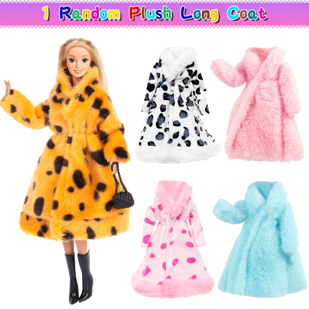 Fashion Girl Doll 11.5 Inch with Clothes Accessories Set – Includes Doll Fur Coat Princess Gowns Fashion Dresses Shoes Crowns Necklaces Pet Dog Creative Gift for Girls Ages 4-12 Birthday Christmas