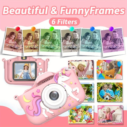 Children's Cartoon Camera Toy, 1080P High-definition Video, 6 Photo Modes, 32G Memory, Perfect Gift for 3-12 Year Old Children's Birthdays, Holidays, And Christmas.