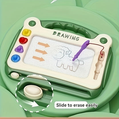 Kids Drawing Board Toy 3-in-1 with Stamps Brush Stand – Magnetic Doodle Art Set for Toddlers Boys Girls Ages 3+ Birthday Easter Christmas Gift STEM Creative Play