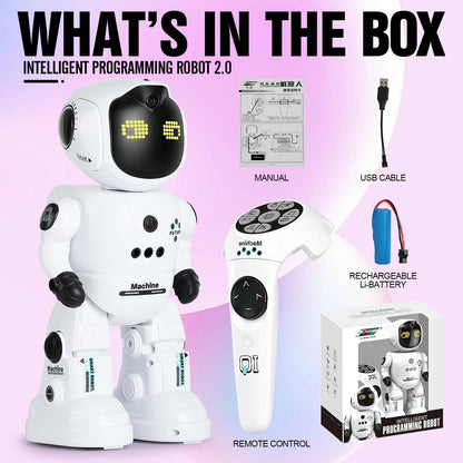 Voice Control Robot Remote Control Robo Toys Infrared RC Robots with Gesture Control LED and Voice Interactive Intelligent Warriors as Gift for Kids