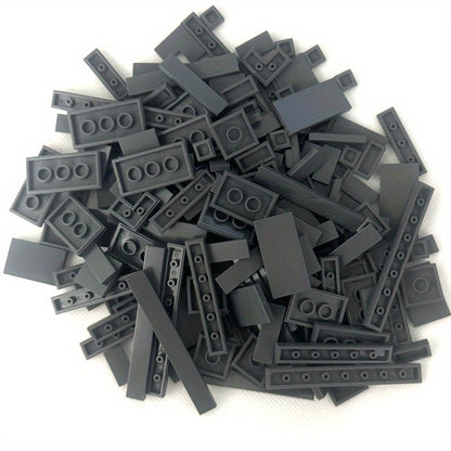 Bulk Flat Tile Building Blocks 150 Pcs – Smooth Thin Plate Bricks 1x1 1x2 1x6 Dots Mixed Particle Set, LEGO-Compatible Bulk Bricks for Kids & MOC Builders, DIY Creative Building Accessory