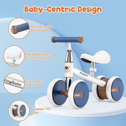 [Perfect First Birthday] Baby Balance Bike for 10-36 Month Toddler Boys & Girls, 4 Wheels Kids First Balance Bike, Perfect First Birthday & Children's Day Gifts