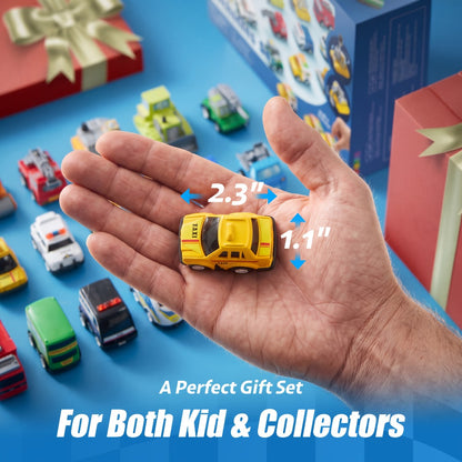 Pull Back Cars Toy Set 18pcs for Kids, Mini City Vehicles with Fire Truck Police Car School Bus, Friction Powered Toy Cars for Boys Girls Ages 3+ Party Favors Gift