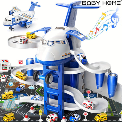 Home Kids Airplane Car Toys Simulation Inertia Aircraft Music Stroy With Light Passenger Plane Diecasts Kids Educational Toy
