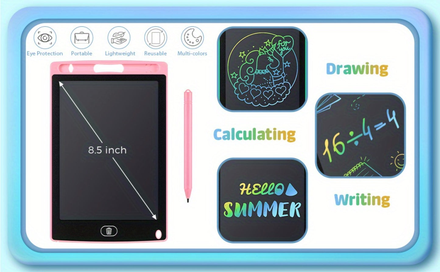 LCD Drawing Board 20 Pack for Kids 8.5 Inch Reusable Erasable Doodle Pad Electronic Writing Tablet Educational Toy for Ages 3-8 Boys Girls Classroom Party Favor