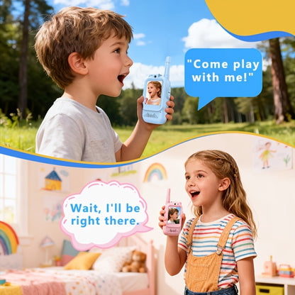 2pcs Children's Walkie-talkie Toys, 2.4GHz Wireless Walkie-talkies with Video Call And Voice-changing Functions, Equipped with High-definition Cameras, Long-distance Communication, Suitable for Children Aged 3-14, Ideal for Outdoor Play
