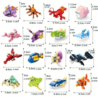 Ocean Mini Building Blocks 30-Pack Party Favors for Kids – Marine-Themed Mini Brick Sets for Birthday Goodie Bags, Classroom Prizes, Stocking Stuffers & Holiday Gifts for Boys & Girls