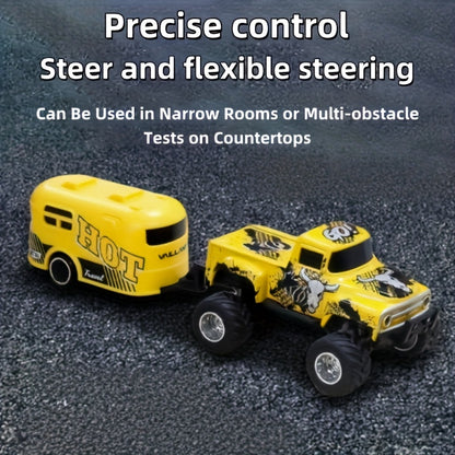 Mini Remote-Controlled Alloy Off-Road Truck, 1:64 Scale Monster Truck Toy, 2.4GHz Wireless, High-Speed Off-Road Crawler, LED Lighting, White Headlights with Red Taillights, Street Graffiti Design Featuring Cool Spray-painted Patterns, Alloy Body