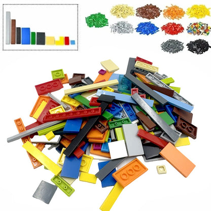 Bulk Flat Tile Building Blocks 150 Pcs – Smooth Thin Plate Bricks 1x1 1x2 1x6 Dots Mixed Particle Set, LEGO-Compatible Bulk Bricks for Kids & MOC Builders, DIY Creative Building Accessory