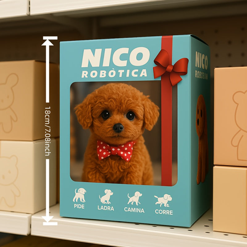 Interactive Robotic Teddy Poodle Plush Puppy Toy with Gift Box Walks, Barks, Wags Tail Soft And Adorable, Realistic Electronic Pet Dog for Parent Child, Perfect Gift for Kids Birthday, Surprise