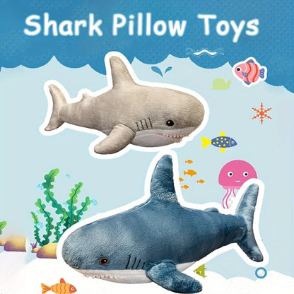 Shark Stuffed Animal Plush Pillow 24 Inch – Jumbo Soft Cute Shark Plush Toy for Kids Boys Girls Adults, Ocean Sea Animal Cuddle Pillow, Birthday Christmas Holiday Gift, Blue Grey Rainbow Colors