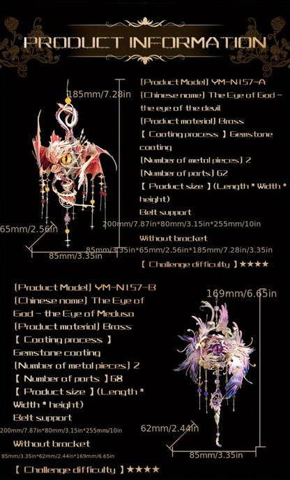 3D Metal Puzzle Model Kit – God's Eye & Angel's Eye MU Assembly, Laser-Cut DIY Craft, Artistic Home & Office Decor, Unique Birthday Gift for Adults, Teens, Girlfriend Boyfriend