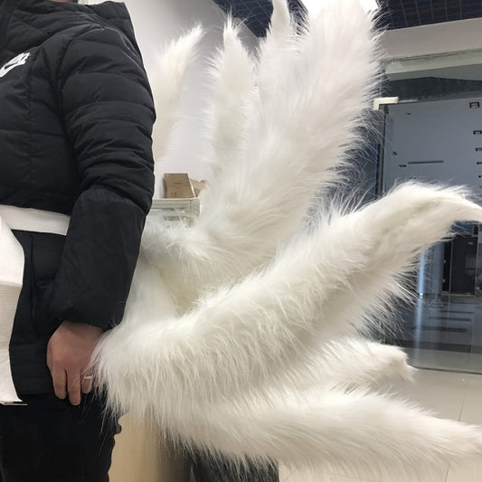 Nine-Tailed Fox Tail Cosplay Prop Anime 31.5in – Alloy Frame Knitted Kitsune Tail for Halloween Costume Christmas Party Stage Performance Photography, Naruto Ahri Cosplay Gift