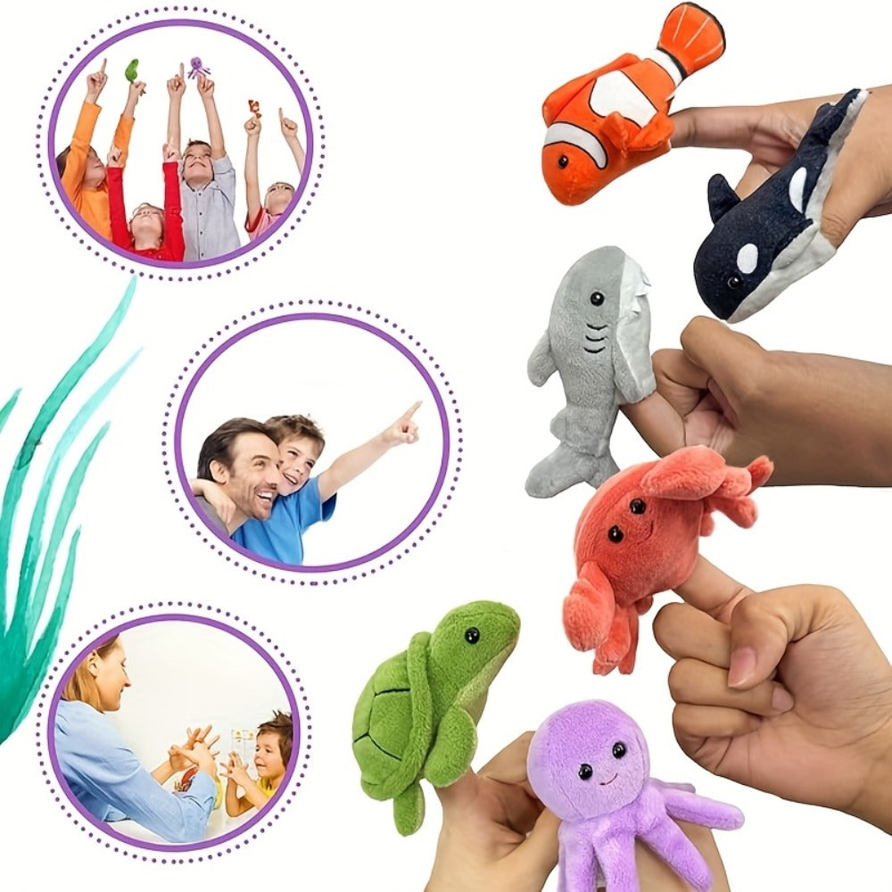6pcs Finger Puppets Set, Cute Sea Animal Finger Puppet For Role-Playing Mini Hand Puppets Suitable For Kids, Sea Animal Puppets For Storytelling, Realistic Finger Puppet For Toddlers.