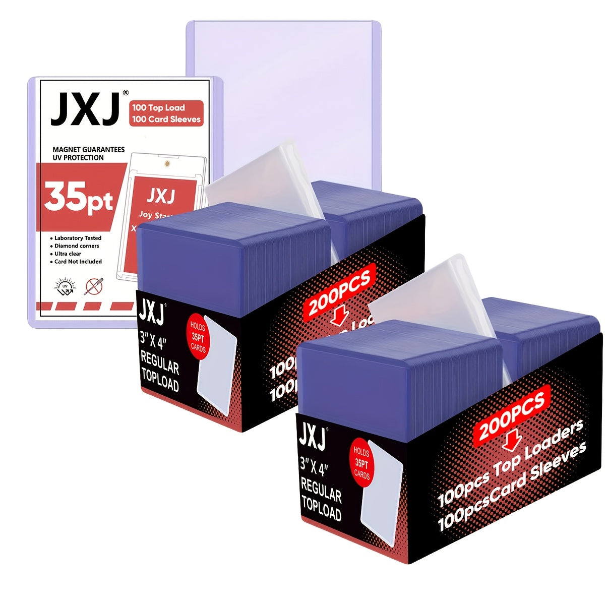 Card Sleeves TopLoad for Cards, 200/400/800/1600pcs 3"X4" Baseball Card Protectors Hard Plastic, Top Load Card Holder for Sports Football Game Cards (A Set Has 200pcs, Including 100 TopLoads + 100 Card Sleeves)