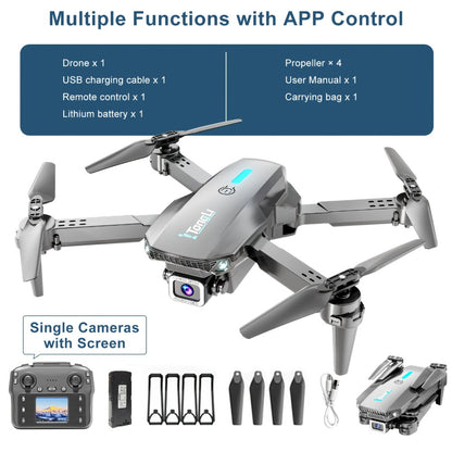 Foldable HD Camera Drone with Free Storage Bag & USB-C Charging – 3D Flips, Beginner-Friendly Aerial Photography Quadcopter for Vlogging, Outdoor Flying, Single or Dual Camera Options