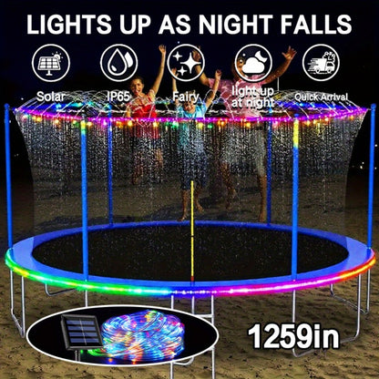 Solar LED Trampoline Lights for Kids & Adults – 50/100 LEDs Colorful Rope Lights, 8 Modes, IP65 Waterproof, Fits 8-16 Ft Trampolines, Outdoor Safety Glow Light