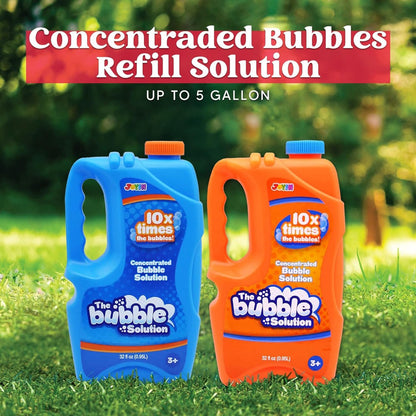 64oz Bubble Solution Refill 2-Pack Concentrate – Makes 5 Gallons, Compatible with Bubble Machines, Wands & Blowers, Non-Toxic Child Safe, Outdoor Party Toy for Birthdays, Easter & Summer Fun