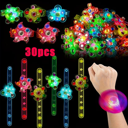 [Birthday Gifts, Party Favors] 30pcs LED Light Up Fidget Spinner Bracelets Party Favors, Glow In The Dark Party Supplies, Birthday Gifts, Treasure Box Toys for Classroom