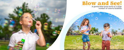 Bubble Bottles with Wands Party Favors 6, 12 or 24 Pack – 4oz Bubble Solution for Kids Ages 3+, Birthday Party Supplies, Outdoor Summer Toys & Wedding Favors