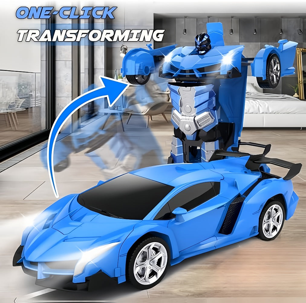 Transforming RC Stunt Car Robot for Kids – One-Button Deformation 360 Drift 2.4GHz Remote Control Toy with LED Lights Boys Gift Ages 3+ (Red/Blue/Yellow)