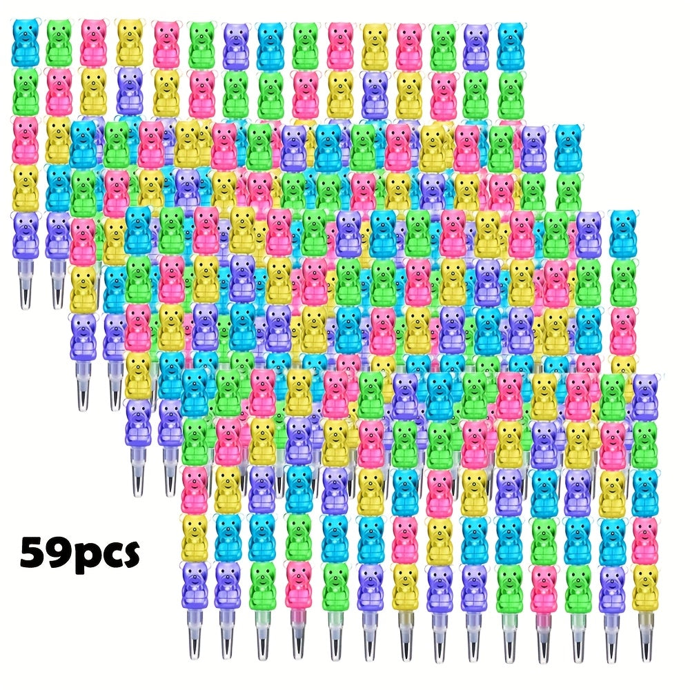 5 In 1 Stackable HB Pencils, Bear-Shaped Multicolor Pencils No Sharpening Needed, Perfect For Party Favors And School Supplies, 30pcs/59pcs