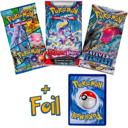 Pokemon TCG: 3 RANDOM Booster Packs & 1 Random Foil | Includes 3 Booster Packs of Random Cards & 1 Individually Packed Foil Card.