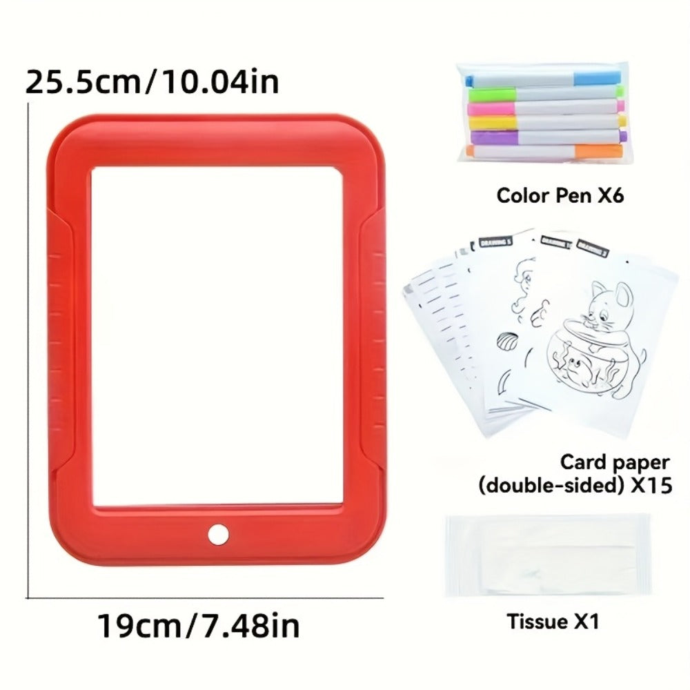Light Up Drawing Board for Kids LED Doodle Art Set with Colorful Markers & 30 Cards Ages 3-8 – Battery-Powered Glow Writing Board | Birthday Christmas Travel Activity Gift for Boys & Girls