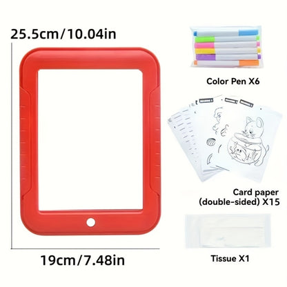 Light Up Drawing Board for Kids LED Doodle Art Set with Colorful Markers & 30 Cards Ages 3-8 – Battery-Powered Glow Writing Board | Birthday Christmas Travel Activity Gift for Boys & Girls